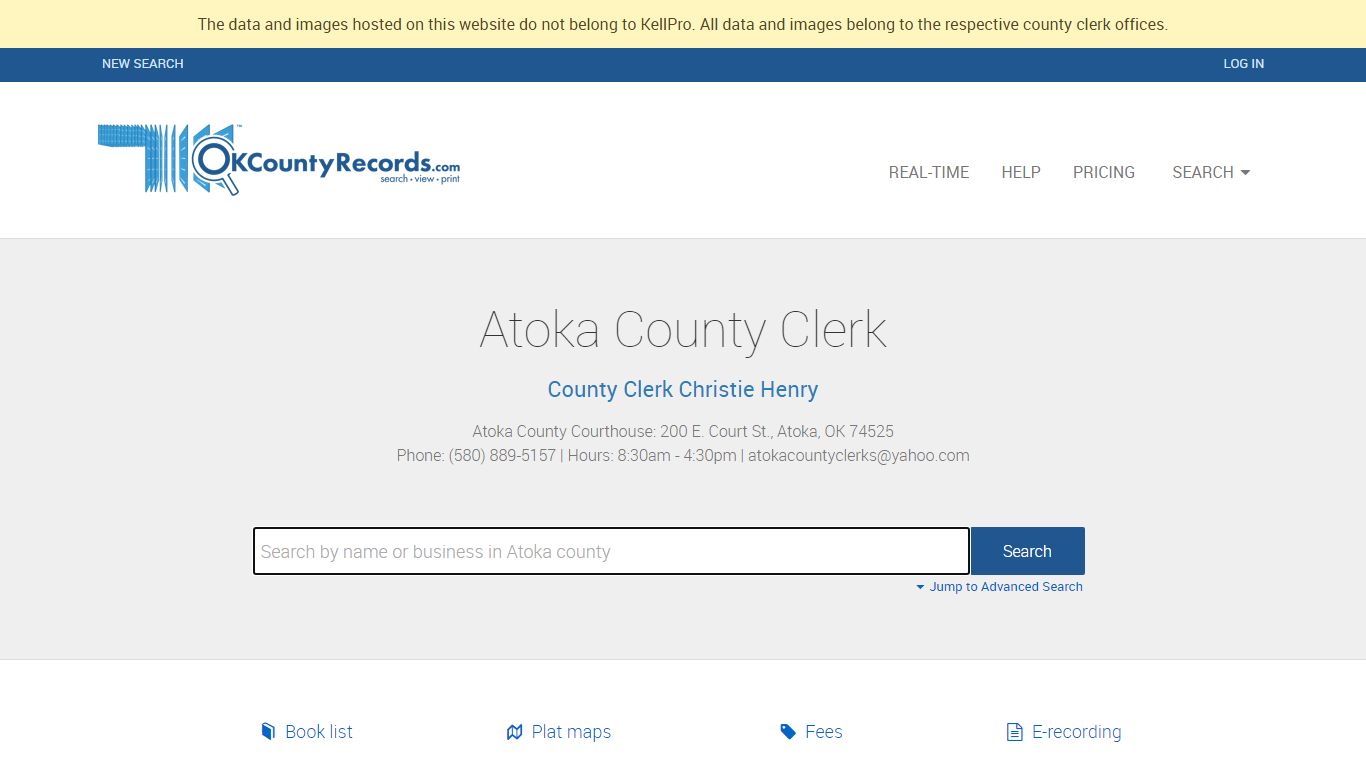 Atoka County - County Clerk Public Land Records for Oklahoma