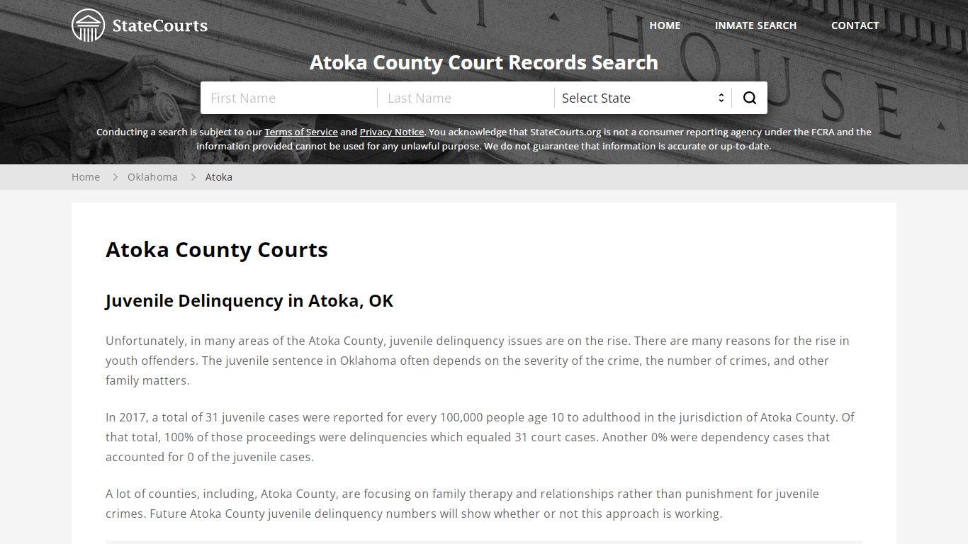 Atoka County, OK Courts - Records & Cases - StateCourts